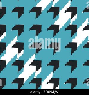 Geometric houndstooth black and white seamless pattern with pied-de-poule ornament. Monochrome graphic design. Modern minimalist stylish squared Stock Vector