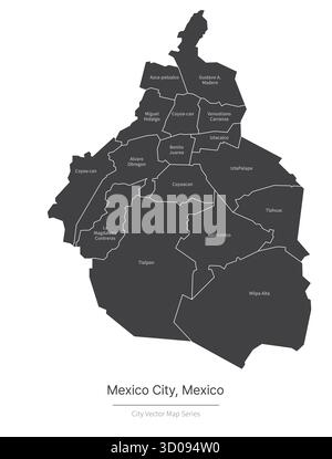 Mexico city Map. vector map of city in the mexico. Stock Vector