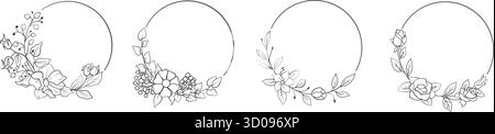 Set of black laurels frames branches. Vintage laurel wreaths collection. Hand drawn vector laurel leaves decorative elements. Leaves, swirls, ornate, Stock Vector