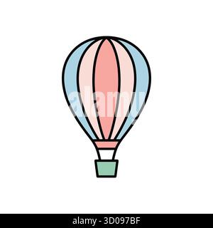 Colorful hot air balloon vector illustration with outline for design Stock Vector