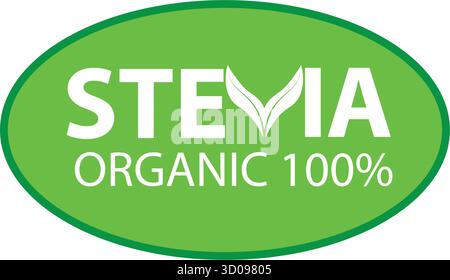 Stevia logo icon sugar organic sweetener. Stevia leaf logo herbal natural label stamp badge Stock Vector