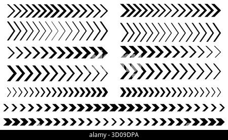 Set of sport racing arrow stripes for start or finish in flat cartoon style. Dynamic design for car, moto, boat, track, sticker, decal, banner, poster Stock Vector