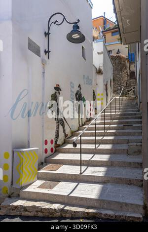 Chiusano di San Domenico (Avellino, Italy) - The centre of the charming hilltop village in southern Italy, surrounded by lush green mountains. Stock Photo