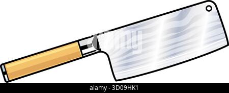 japanese style nakiri usuba cleaver chef knife damascus steel with wood handle icon isolated on transparent background vector Stock Vector