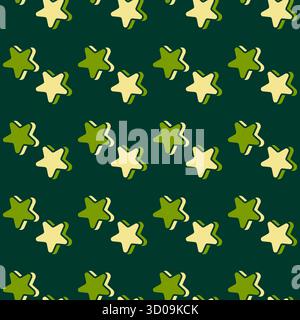 cute patterns with stars. seamless pattern star with green color Stock Vector