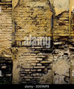 Yellow old brick wall for background Stock Photo