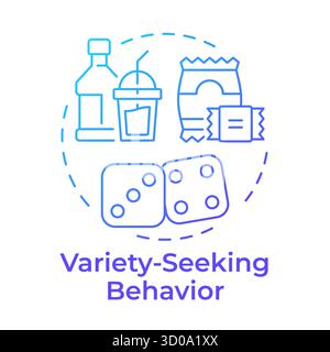 Variety-seeking behavior blue gradient concept icon Stock Vector