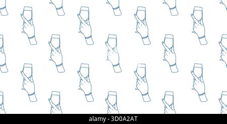 Multiple hands are shown holding smartphones in various angles against a simple background. This design emphasizes the widespread use of mobile device Stock Vector