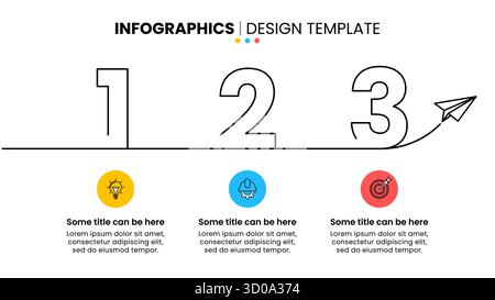 Infographic template with numbers and 3 options or steps. Line. Can be used for workflow layout, diagram, banner, webdesign. Vector illustration Stock Vector
