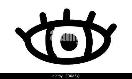 Hand drawn eye in simple doodle style . Open black eye doodle with bold lines. Stock Vector