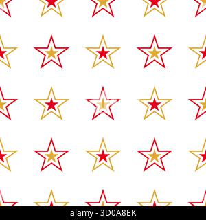 Flat design gold and red stars seamless pattern Stock Vector