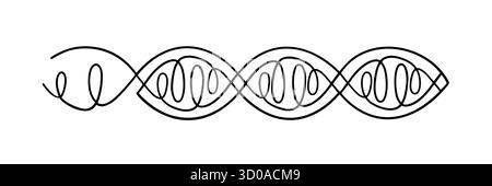 One Line DNA Helix Style Abstract Minimalist Pattern Stock Vector