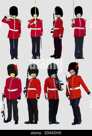 Set of London  guard. Colored 3d vector illustration for designers Stock Vector