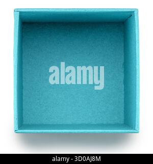 Open empty blue cardboard gift box on white background, top view. File contains clipping path. Stock Photo