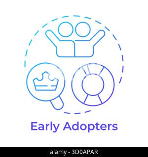 Early adopters blue gradient concept icon Stock Vector