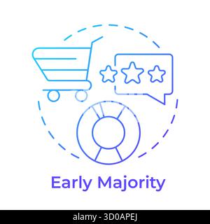 Early majority blue gradient concept icon Stock Vector