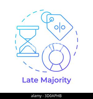 Late majority blue gradient concept icon Stock Vector