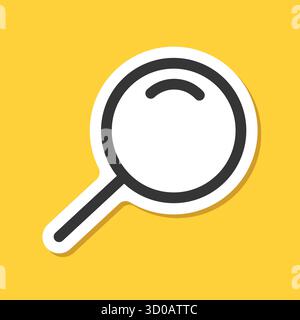 Magnifying glass sticker icon in flat style. Loupe vector illustration on isolated background. Searching sign business concept. Stock Vector
