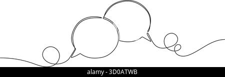 continuous single line drawing of two speech bubbles, conversation symbol, line art vector illustration Stock Vector