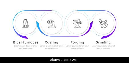Metal forming stages infographic template Stock Vector