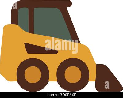 A compact loader with protective cab and quick attach bucket suitable for tight construction spaces and landscaping tasks Stock Vector