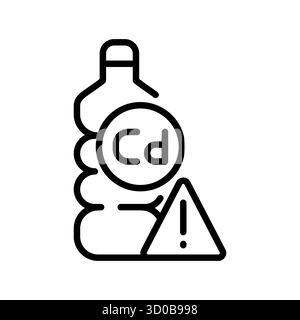 cadmium containing plastic black line icon for digital and print projects.  Minimal clean icons for apps and websites. Modern simple icons for UI UX a Stock Vector