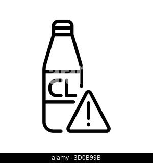 chlorine cleaner black line icon for digital and print projects.  Minimal clean icons for apps and websites. Modern simple icons for UI UX and brandin Stock Vector