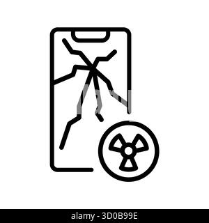 e waste toxic component black line icon for digital and print projects.  Minimal clean icons for apps and websites. Modern simple icons for UI UX and Stock Vector