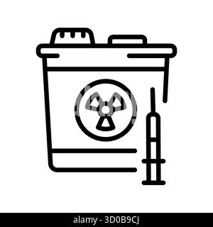 contaminated medical sharp black line icon for digital and print projects.  Minimal clean icons for apps and websites. Modern simple icons for UI UX a Stock Vector
