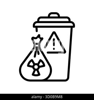 toxic waste black line icon for digital and print projects.  Minimal clean icons for apps and websites. Modern simple icons for UI UX and branding Stock Vector