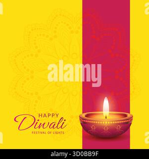 Diwali festival holiday design with paper cut style of Indian Rangoli. Happy Diwali. Graphic of Indian Rangoli Mandala Stock Vector