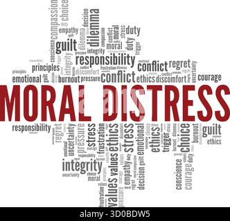 Moral Distress word cloud conceptual design isolated on white background. Stock Vector