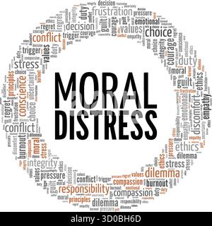 Moral Distress word cloud conceptual design isolated on white background. Stock Vector