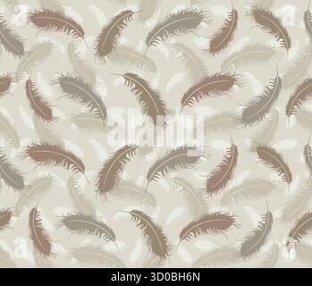 The seamless background with bird feathers. Stock Vector