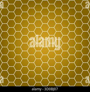 Hexagonal honeycomb pattern – minimalist geometric white and gold background - vector Stock Vector