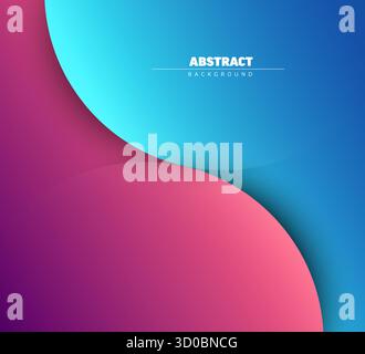 A vibrant abstract background composition features a striking interplay of gradient pink and blue curved layers, creating a dynamic and modern abstrac Stock Vector