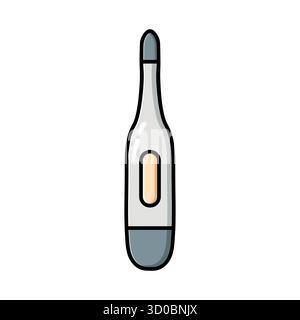 Hand-drawn doodle illustration of a digital thermometer in flat vector style. Perfect for healthcare, hospital, wellness, and educational design proje Stock Vector