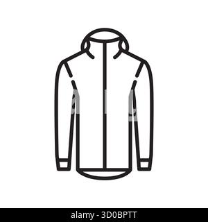 waterproof rain jacket black line icon. Vector isolated element.Editable stroke Stock Vector