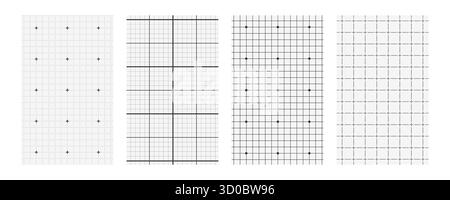 Blueprint black graph. Set of Blank grid paper sheets for technology and architecture projects. Vector Illustration Stock Vector