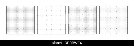 Blueprint black graph. Set of Black lined architecture backdrops. Notebook squared paper sheet. Vector Illustration Stock Vector