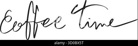 coffee time text font calligraphy hand written lettering script black color coffee time breakfast espresso cappucino latte americano coffee time text Stock Vector
