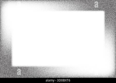 Noisy gradient frame with dotted gradation pattern on white background. Gritty rectangle border with stipple effect. Vector textured sandy abstract Stock Vector