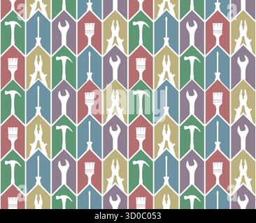 The seamless colored background with tools. Stock Vector