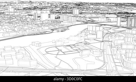 Urban Wireframe Cityscape Stock Vector