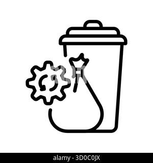 waste management black line icon for digital and print projects.  Minimal clean icons for apps and websites. Modern simple icons for UI UX and brandin Stock Vector