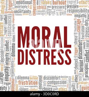 Moral Distress word cloud conceptual design isolated on white background. Stock Vector