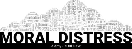 Moral Distress word cloud conceptual design isolated on white background. Stock Vector