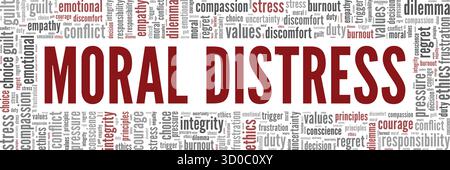 Moral Distress word cloud conceptual design isolated on white background. Stock Vector