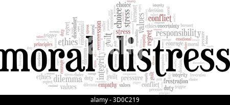 Moral Distress word cloud conceptual design isolated on white background. Stock Vector