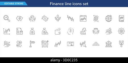 Money, Banking, and Crypto Line Icons Pack Stock Vector